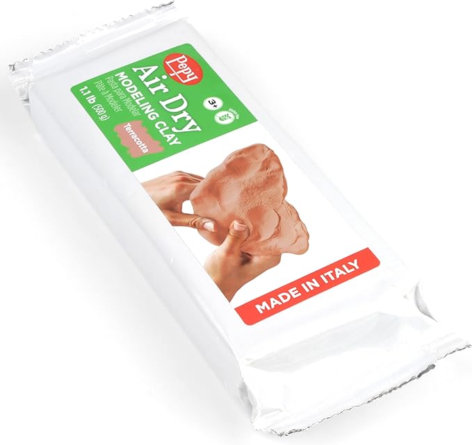 Pepy Premium European Air Dry Modeling Clay Terracotta 1.1 lb Bar, Easy to Use Air-Hardening Clay for Classroom and Montessori Sculpting and Crafts Projects