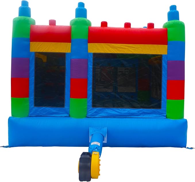 Semi Commercial Bounce House for Kids,Built-in Slide,for Outdoor Party (Building Block Ver1 Without Blower)