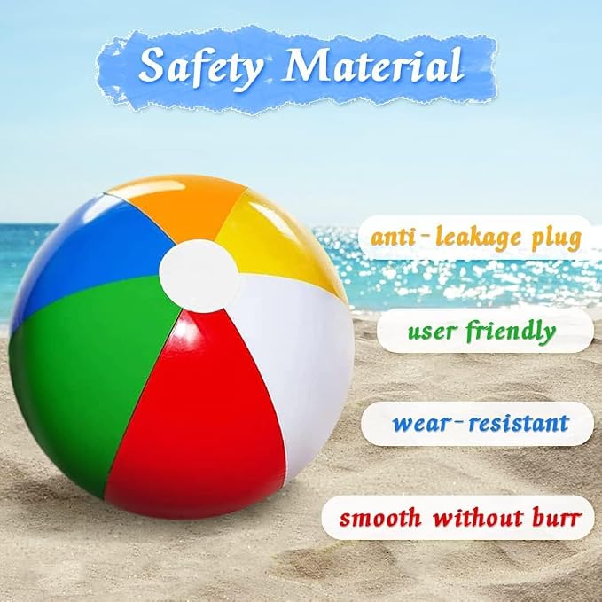 Beach Ball 12 Pack - 12'' Inflatable Beach Balls for Kids Bulk, Swimming Pool Toys Beach Toys for Summer Water Games, Hawaiian Tropical Theme Party Decorations Favors Supplies