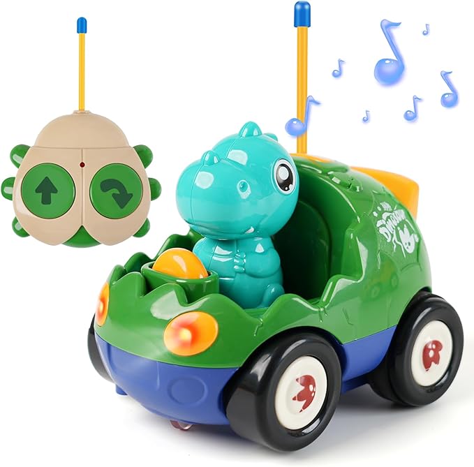 Remote Control Dinosaur Car for Kids - Dino RC Car Toys for Toddler Ages 18+ Months with Lights and Music, Birthday Gifts for Boys Ages 2 3 4 5 Years Old
