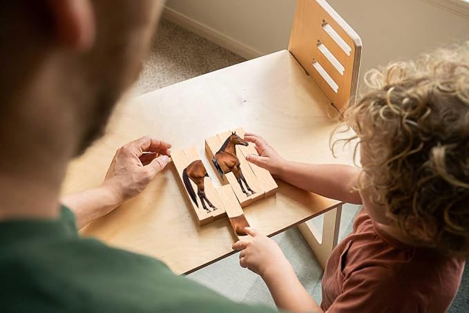 Wooden Animal Chunky Puzzles for Toddlers 2+ Years - Montessori 4 in 1 Complete Animal Collection - Farm, Safari & Woodland Block Puzzle Jumbo Set