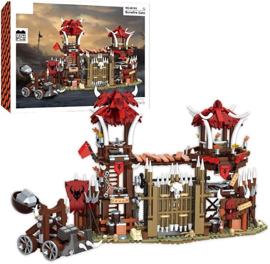 Medieval Bonefire Gate Building Bricks Set,Middle Building Set House Building Block Toy, Living Room Decorations,Collectible Display Set for Adults1279pcs
