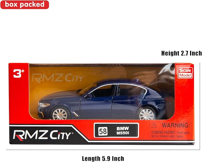 RMZ City BMW M550i Car Model 1:36 Diecasting Alloy Toy Car, Pull Back Vehicles Toy Car for Toddlers Kids Boys Girls Gift Blue