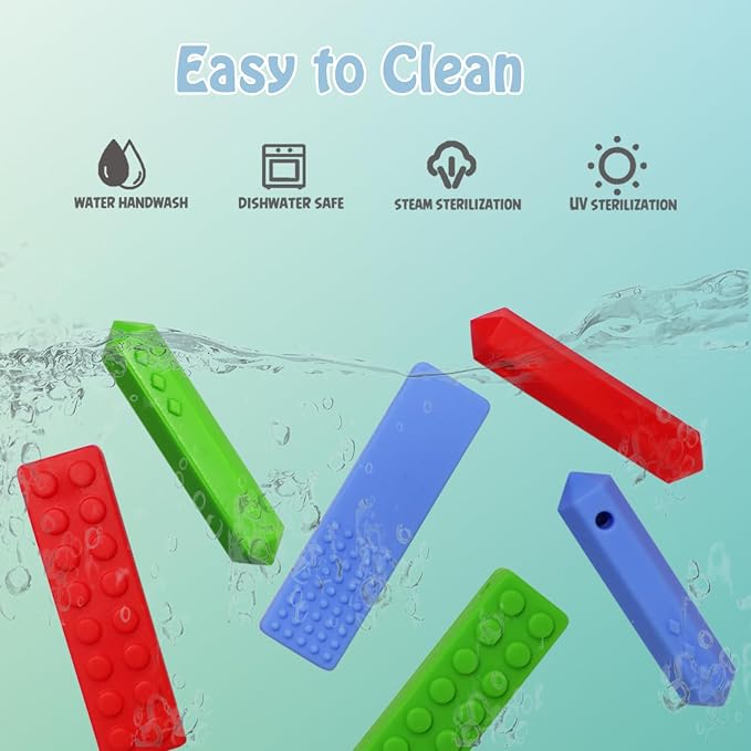 Chew Necklaces for Sensory Kids, 6 Pack Chewy Necklaces for Autism and ADHD, Silicone Pendants Chewies for Baby Teething, Chewing Necklaces for Toddler Boys and Girls