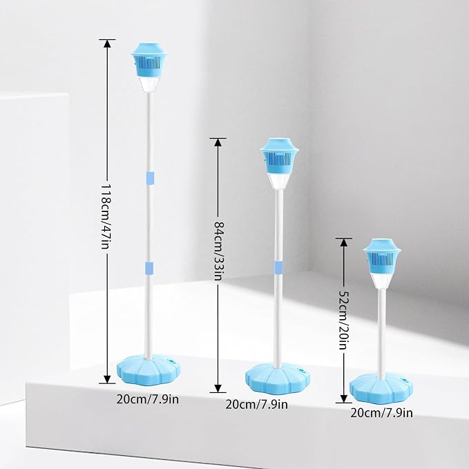 Blue Adjustable Bubble Machine Stand Rechargeable Lights Music Outdoor Lamp | 21-47in Vertical Bubble Torch Wedding Birthday Christmas Garden Decor