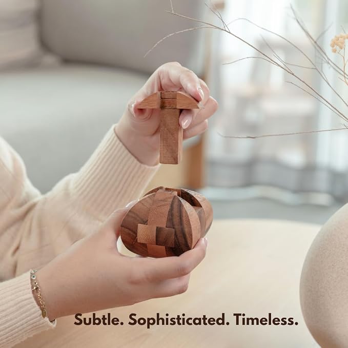 Ascher: 3D Wooden Puzzle Brain Teaser for Adults – Handcrafted Interlocking Logic Game – Unique STEM Gift & Desk Decor – Challenging Mental Puzzle by SiamMandalay
