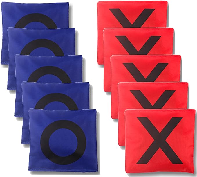 Bean Bags for Tic Tac Toe and Cornhole Toss Games, Kanosan Bean Bags for Kids Adults and Family Outdoor Yard Lawn Outside Field Day Birthday Party Backyard Reunion Carnival Beach Fun Games 10PCS