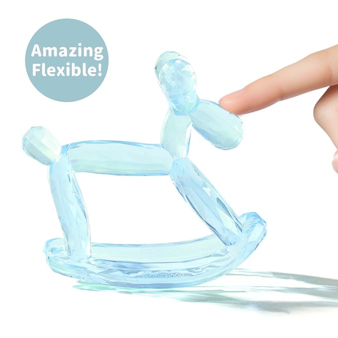 Crystal Jelly Baby Teether – Jellydog Teething Relief Toy for Infants 3-6 Months, Silicone Handheld Teething Toy, BPA-Free, Odorless, Prevents Choking, Safe for Babies (Voyages)