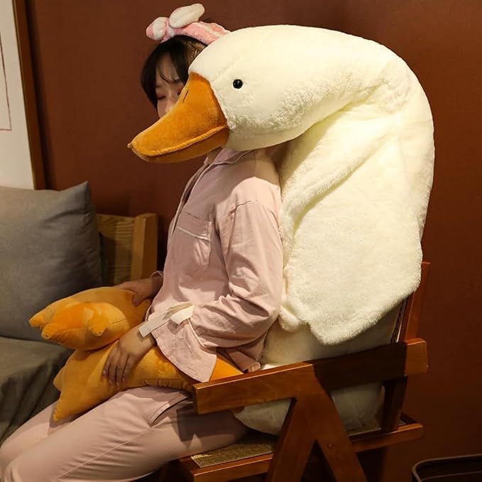 Srutirbo Giant Goose Stuffed Animal, 35.4 Inch Soft Goose Plush Pillow, Cute Duck Plush Toy Swan Plushie Doll Sleeping Hugging Pillows Gift for Girls Boys (35.4in)