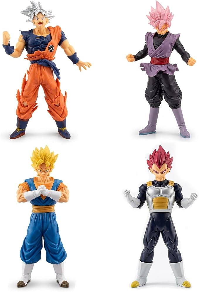 Anime Super Hero Action Figures Set, Collectible Warrior Figurines, 7.8Inch Energy Style Character Models for Display, Party Favors & Gift Collection (Gray)