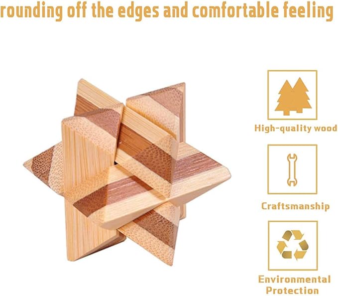 Bamboo 3D Puzzle Metal Brain Teasers Puzzles Mind Game Toys Set for Teens and Adults Pack of 12pcs