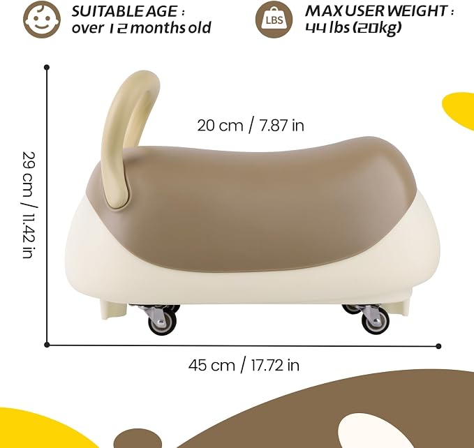 Sumsoltic Toddler Balance Ride-On Toys, Kids Wiggle Car with Quiet PU Wheels & Anti-Tip Design for Age 1-3
