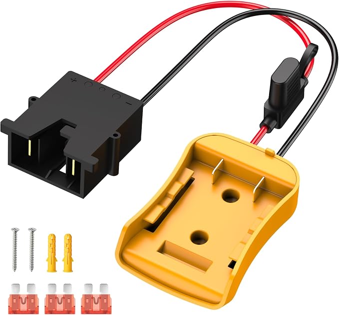 Kzreect Battery Adapter Compatible with Dewalt 20V Battery Conversion Kit with Fuse Holder and Wire Harness Connector Compatible with Fisher-Price 12 Volt