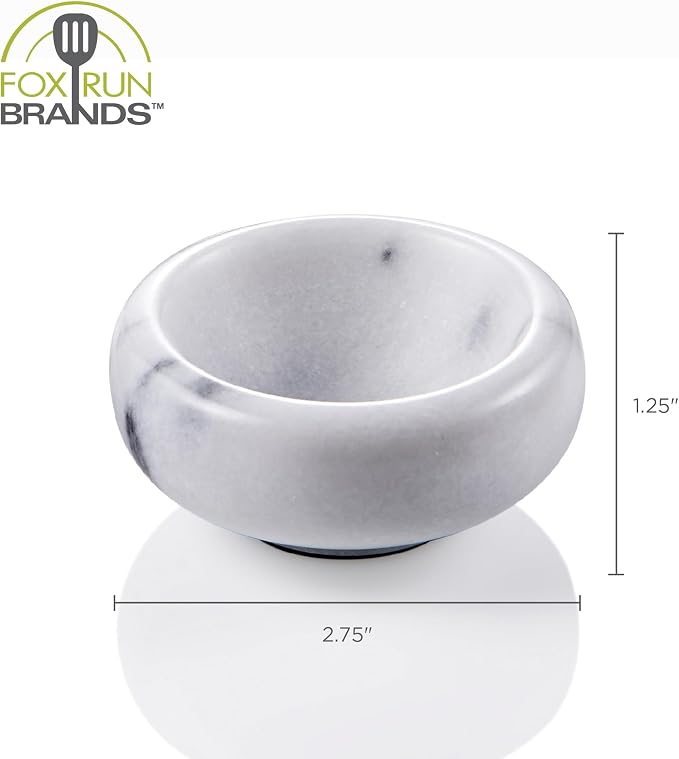 Fox Run Natural White Marble Pinch Bowl, Small 1 oz Spice, Sauce, and Condiment Bowl