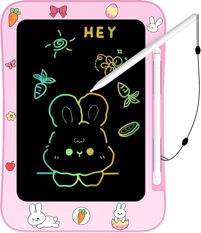 Easter Basket Stuffer Genialba LCD Writing Tablet for Kids, Colorful Screen Drawing Board for 3-7 Year Old Boys & Girls - Educational Toys Easter Gifts for Kids (Rabbit)