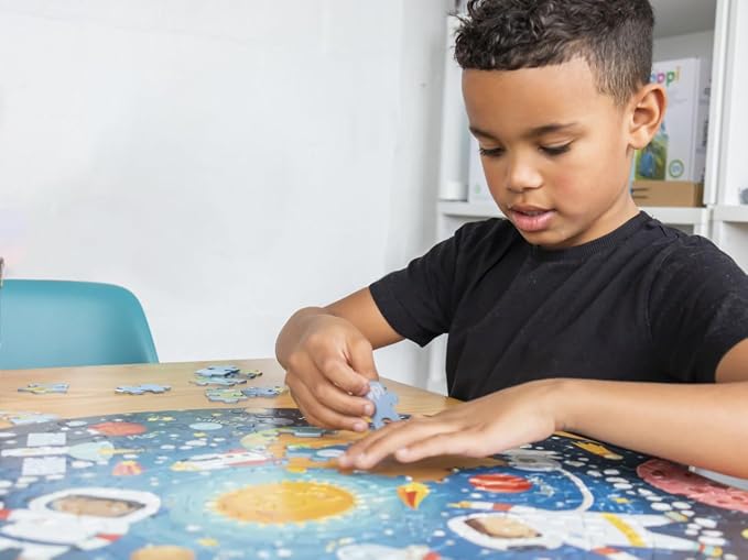 boppi World Map Round Jigsaw Puzzle with 100% Recycled Card 150 Pieces with Animals for Children 5 6 7 8 Years 58cm Diameter
