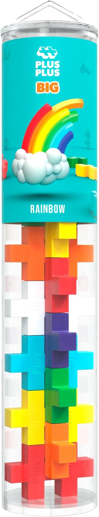 Plus-Plus - BIG Rainbow Tube 15 Pieces - Creative Educational Game for Children 1 Year+ - Fun Activity, Colorful Construction, Educational Gift