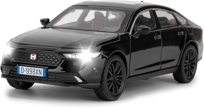 Collectible Toy Car Vehicle, 1:32 Scale Diecast Car Model with Lights and Sound, Alloy Pull Back Car for Kids Adults Birthday Gift (Black)