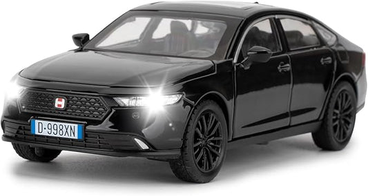 Collectible Toy Car Vehicle, 1:32 Scale Diecast Car Model with Lights and Sound, Alloy Pull Back Car for Kids Adults Birthday Gift (Black)