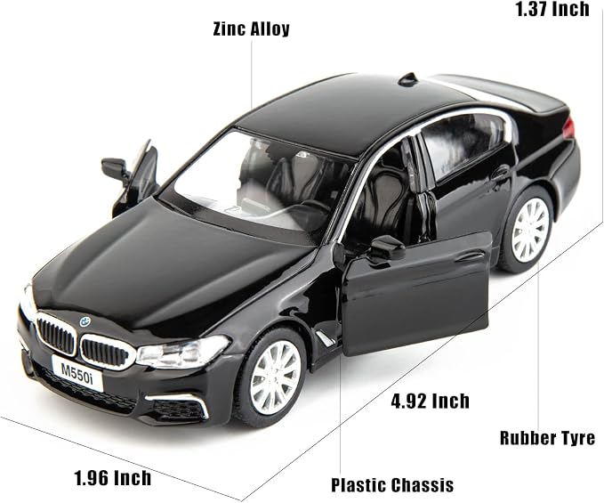 RMZ City BMW M550i Car Model 1:36 Diecasting Alloy Toy Car, Pull Back Vehicles Toy Car for Toddlers Kids Boys Girls Gift Black