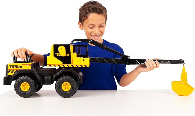 Tonka Steel Classics Mighty Crane - Made with Steel & Sturdy Plastic, Yellow Toy Construction Truck, Boys and Girls, Kids, Toddlers, Ages 3+