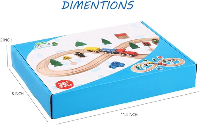 Wooden Train Tracks Toys for Toddler, 33 Pieces Magnetic Train with Wooden Tracks Fits for Thomas, Brio, Chuggington, Melissa and Doug, Rail Set Toy Gifts for 3 4 5 Years Old Girls & Boys