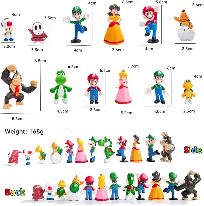 12PCS Mario Action Figures PVC Figurines Set, Collectible Dolls for Collectors,Fan Gift for Men Women Character (MA1)