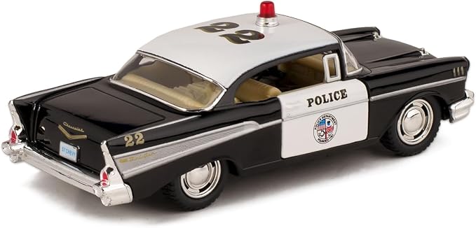 KiNSMART 1957 Chevy Bel Air Coupe 1:40 Scale 5" Die Cast Metal Classic Toy Car (Rescue Police)