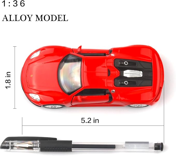 TOKAXI 1/36 Scale Porsche 918 Spyde Diecast Model Cars,Pull Back Vehicles Porsche Toy Cars,Cars Gifts for Boys Girls (Red)