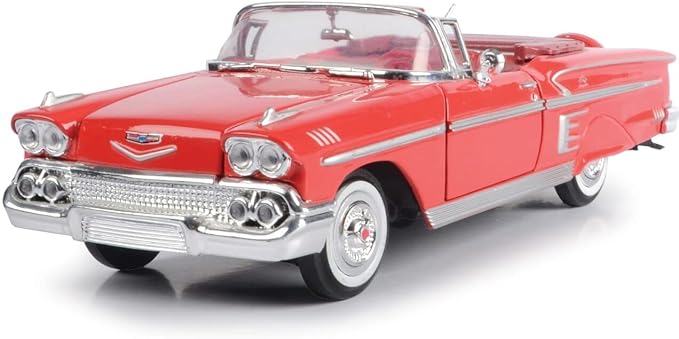 Motor Max 1:24 W/B American Classics 1958 Chevrolet Impala Convertible Diecast Vehicle for unisex-children, Red