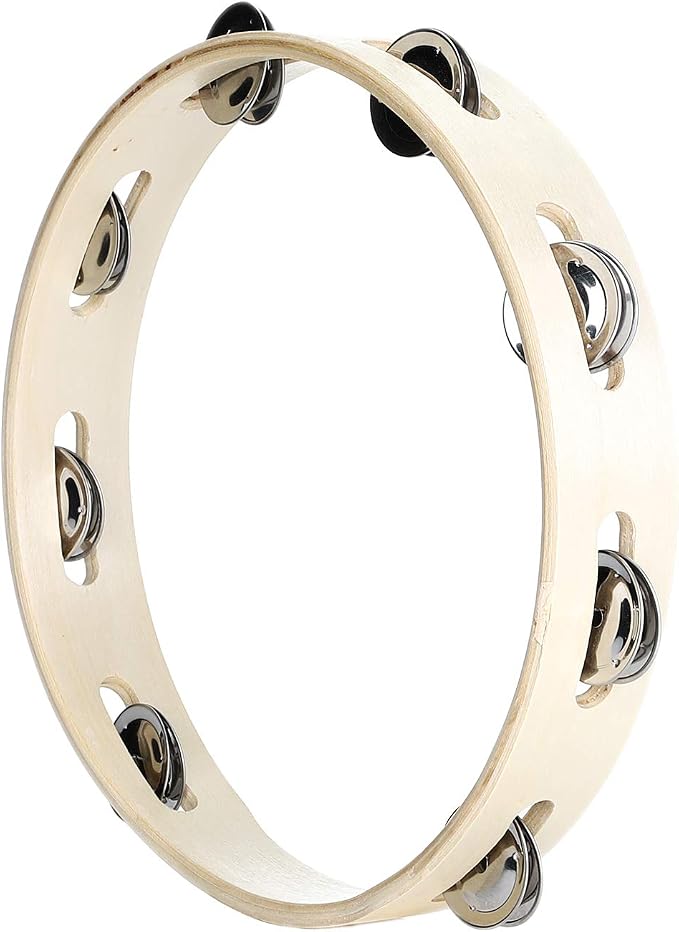 Musfunny Tambourine Ring for Adults 10 inch Hand Held Drum with Metal Jingles Bells Percussion Instrument Gifts for Musical Education Party Church KTV (10 inch Ring)