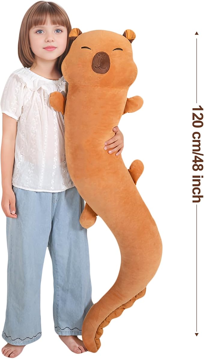 Tianmihou 48 inch Giant Capybara Plush Stuffed Animal, Big Capybara Glow in The Dark Fluorescent Plushies Pillow Toy, Jumbo Cute Capibara Body Pillow Gifts for Kids Adults, Birthday