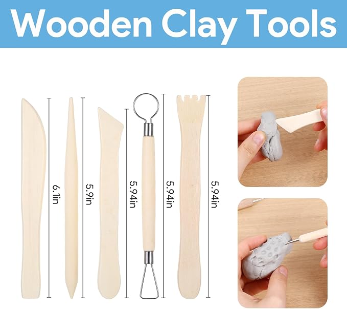 NYTGAH 42 PCS Air Dry Clay Tools, Practical Polymer Clay Sculpting Tools Kit for Adults, Pottery Clay Kit for Dotting, Carving, Drawing, Molding, Modeling, Shaping