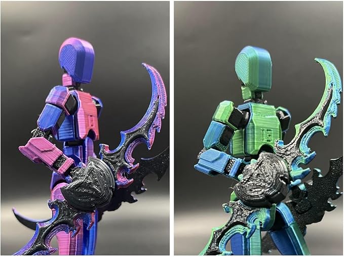 SANSGOUP T13 Dummy Action Figure Set (Assembly Completed), 3D Printed Multi-Jointed Movable Titan 13 Lucky 13 Mobile Robot, Nova 13 Action Figures Desktop Decorations for Game Lovers Toy (Purple Blue