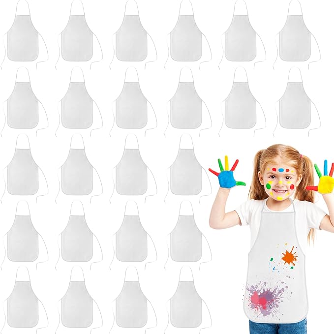 KUUQA 16/24/30/36/40Pcs Kids Apron Painting Aprons for Kids, Kids Paint Apron Art Smock for Classroom Painting Party Supplies