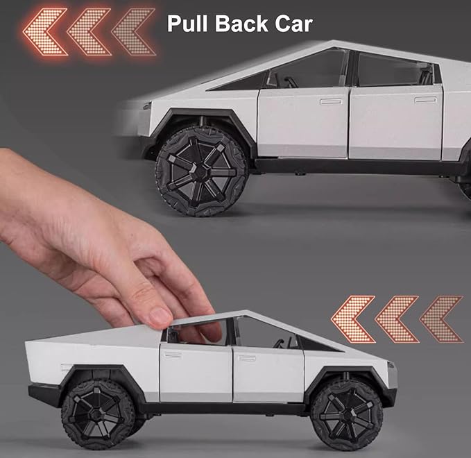 1:22 Scale Diecast Toy Trucks, Metal Pull Back Pickup with Mini ATV, Vehicle Playset for Kids, Birthday Gift for Boys 3+ (Silver)