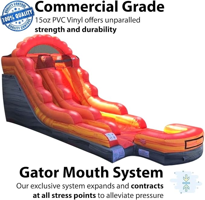 TentandTable Inflatable Water Slide for Kids and Adults, Commercial Grade Giant Blow Up Backyard Water Fun, Includes Electric Air Blower, 27' L x 9' W x 15' H, Fire Marble