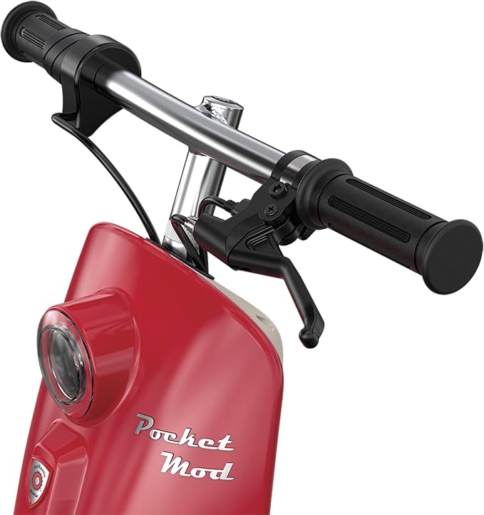 Razor Electric Retro Scooter for Ages 8+, 170 lb Max Weight, Red, w/ 250W Motor, 12” Tires & 24V Battery, Up to 15 MPH, Pocket Mod – Lightweight Ride On Motorcycle Bike for Young and Teen Riders