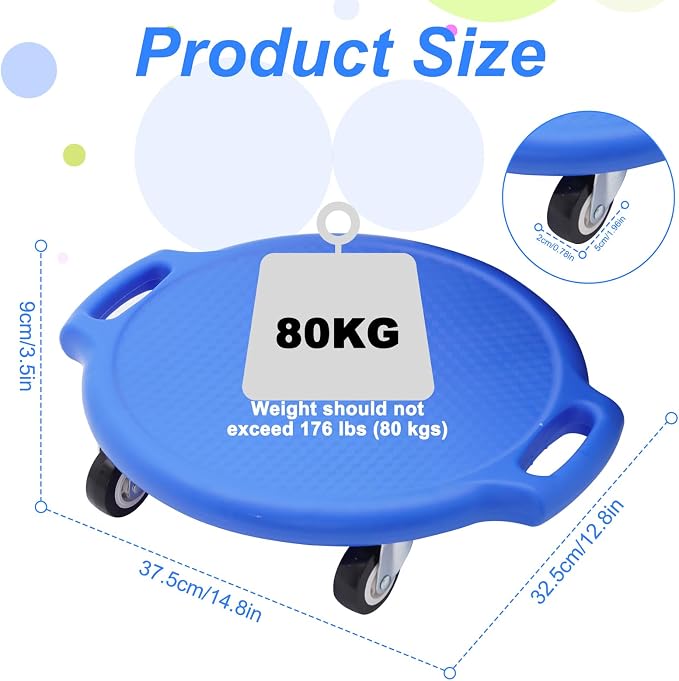 Sports Scooter Board with Handles Sitting Scooter Board with Universal Wheels Manual Sport Scooters Plastic Casters Floor Scooter Board for Gym Physical Education Equipment Indoor Outdoor