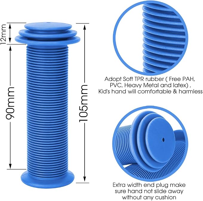 Kids Bike Grips - 105mm Bicycle Handlebar Grips With Mushroom Pattern for Bikes, Balance Bikes, and Kick Scooters