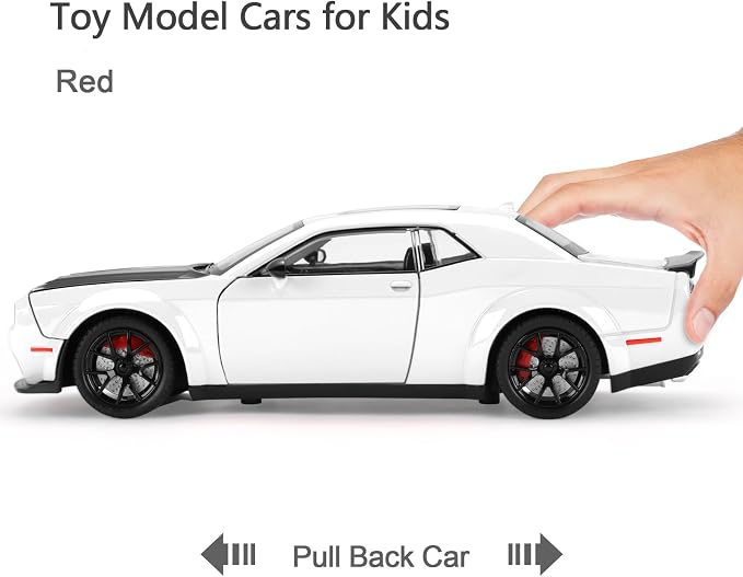 Toy Cars for Boys Age 3-12 1:24 Diecast Car Toys Metal Car Model with Light & Sound Collectable Muscle Super Cars for Kids (White)