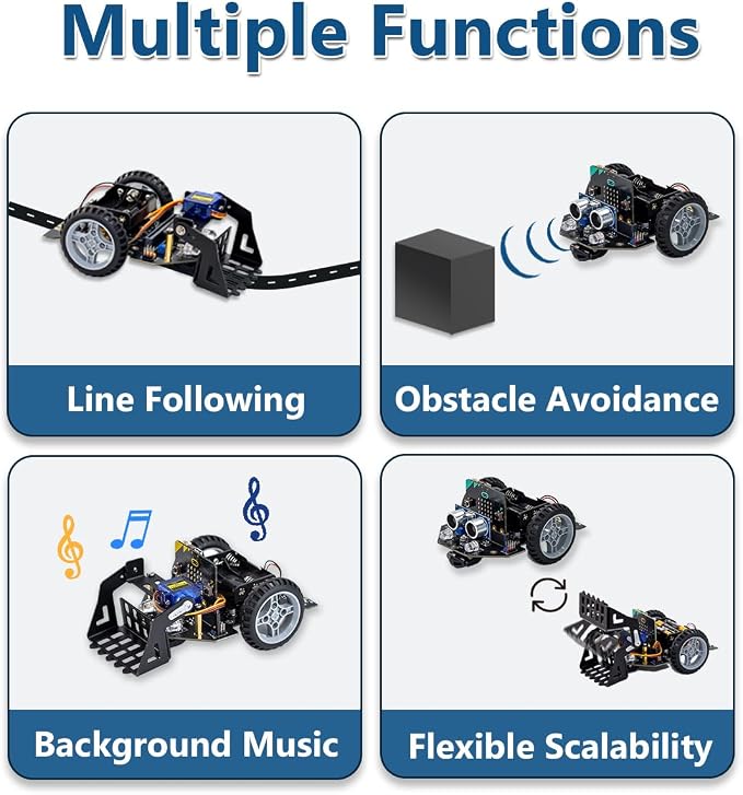 LAFVIN MicroBit Smart Robot Car for MakeCode and MicroPython,STEM Educational Coding Robot for Kids Beginner(Without Micro:bit)