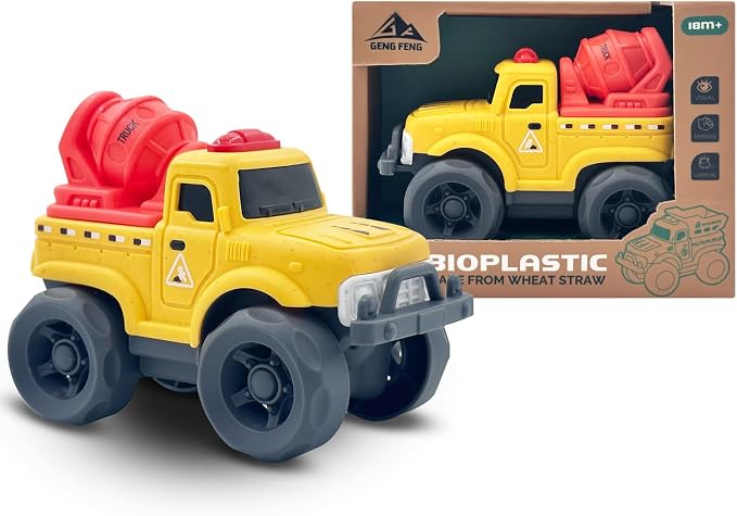 Aigitoy Toddler Car Toys for Boy Girl 1-3 Year Old, Yellow Mixter Truck, BPA Free, Phthalates Free, PVC, Recycled Plastic, Toddlers Toy for Fine Motor Skills, for Boys Girls