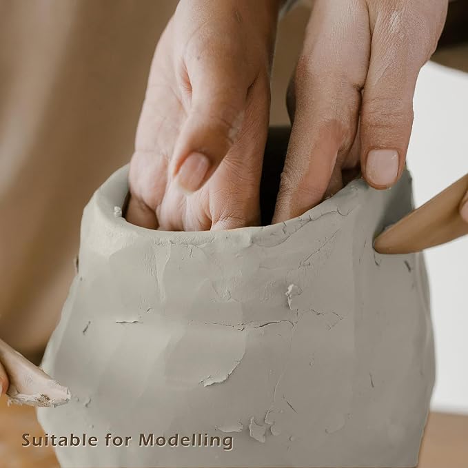 ReArt Natural Air-Dry Clay 5lbs for Sculpting, Wheel Throwing, Hand Building, All-Purpose Modeling Clay, Gray