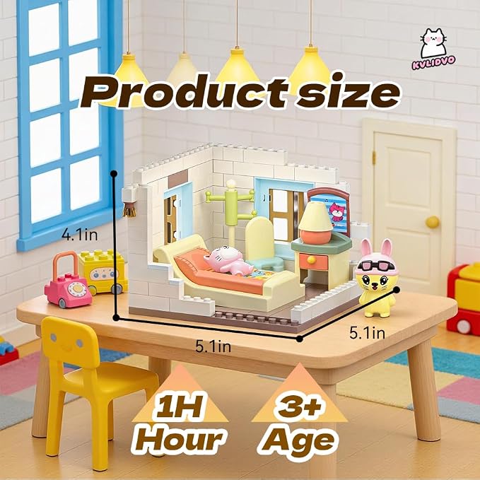 Koko's Cat Town DIY Miniature House Kit, Tiny White House Series Bedroom Building Kit, Purrfect Dollhouse with 251PCS, Cat Toys Gift for Girls Boys Teens Kids Ages 3+