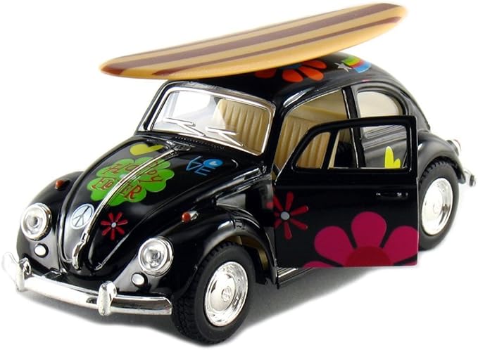 KiNSMART - 1967 Volkswagen Classic Beetle 5 Inch 1:32 Scale Die Cast Metal Model Toy (SetOf4 -Surfboards)