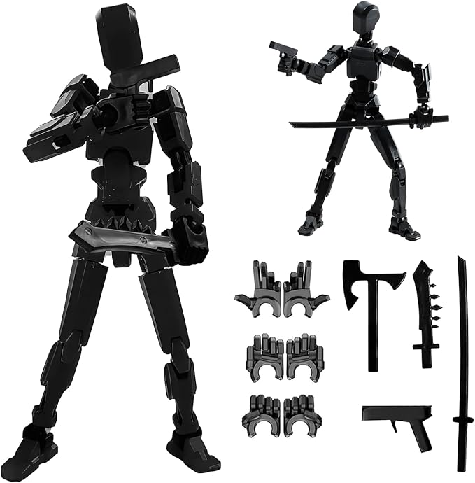 Rugwun Assembly Completed-Titan 13 Action Figure, Upgrade T-Robot 13 Action Figures, New Dummy Robot 13, 3D Printed Multi Action Figure Set,Creative Gifts for Children Adults (Black)