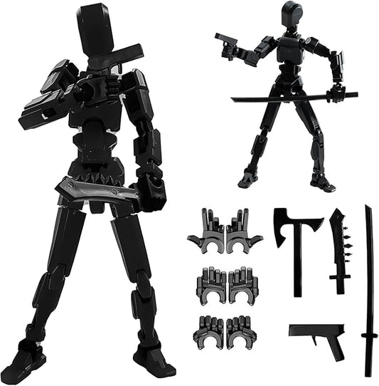 Dumwick Titan13 Action Figure, Lucky Robot 13 Action Figure,3D Printed Multi-Jointed Movable Action Figures,Dummy Robot 13 Figure Creative Gifts for Kids Adults (Black)