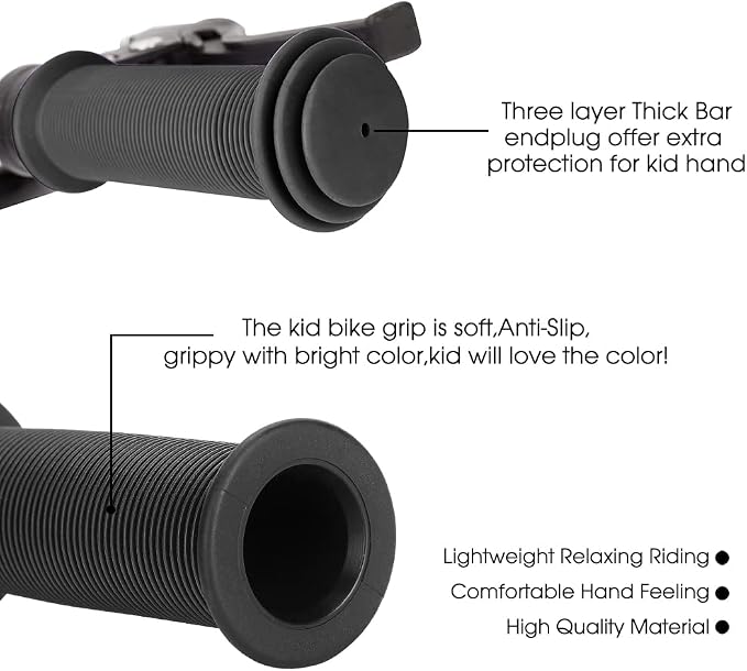 Kids Bike Grips - 105mm Bicycle Handlebar Grips With Mushroom Pattern for Bikes, Balance Bikes, and Kick Scooters