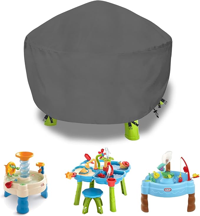 Kids Water Table Cover Fit Rain Showers Splash Pond Water Table,Waterproof Dust Proof Anti-UV Outdoor Toys Cover-Grey